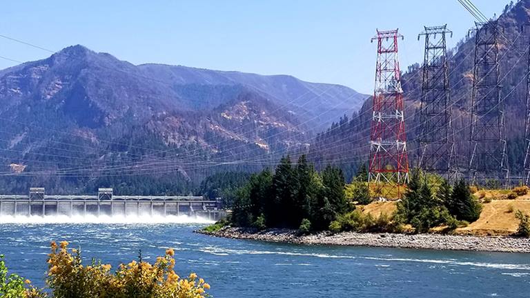 bonneville dam transmission tower columbia river gorge