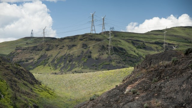 transmission lines on rocky hillsides