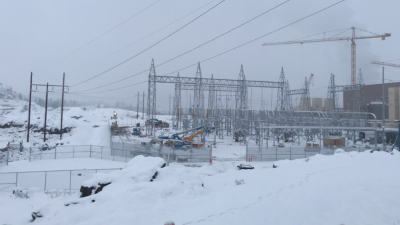 Image of power lines in the snow